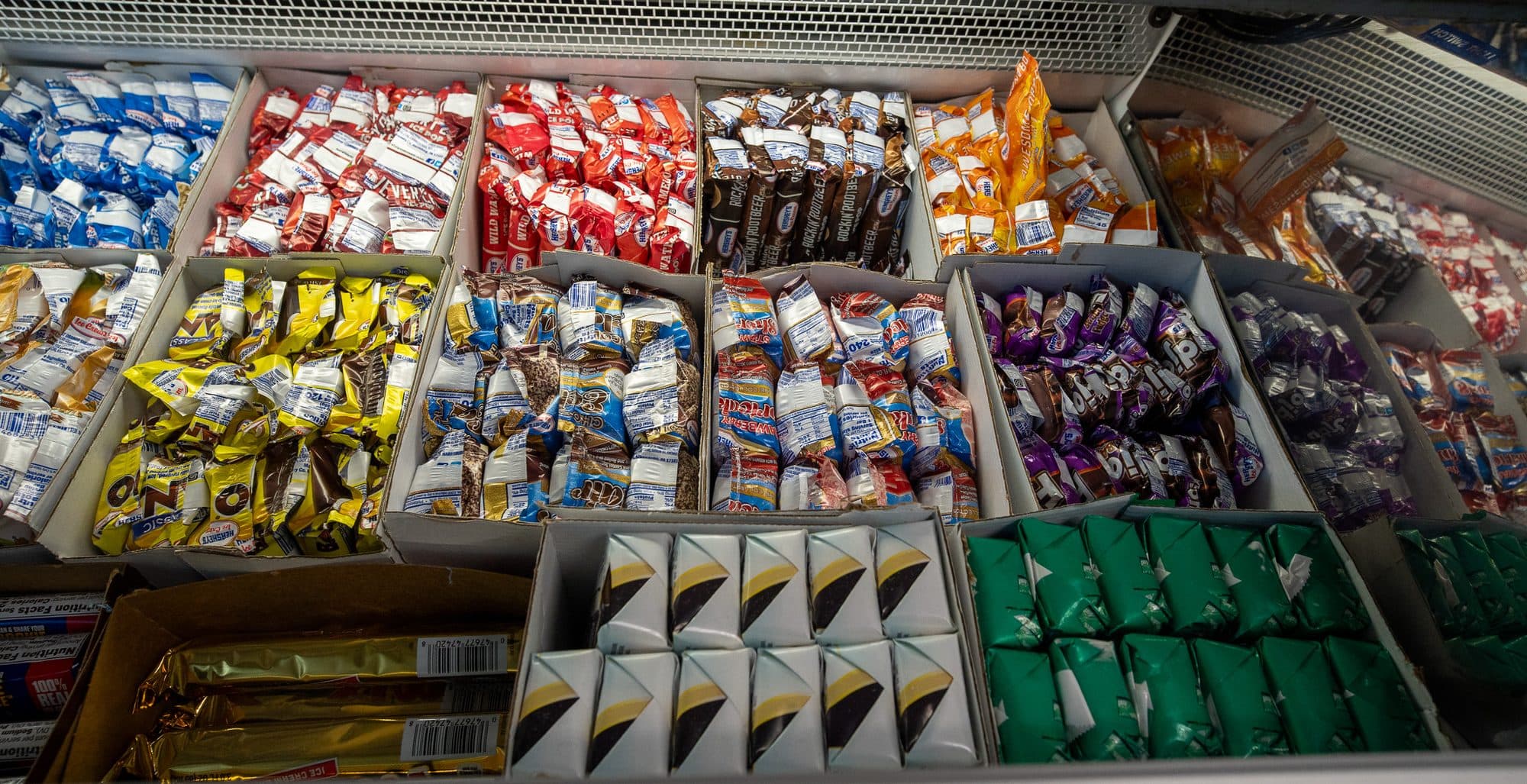 Freezer full of ice cream novelties